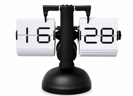 ONE FASHION F-601-1 μαύρο flip επιτραπέζιο ρολόι με λευκές κάρτες