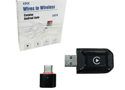 M30 wireless CarPlay Android Auto adapter με αντάπτορα USB-C και συσκευασία