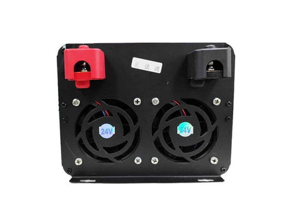 Πίσω όψη EJC inverter 24V με δύο ανεμιστήρες και ακροδέκτες σύνδεσης