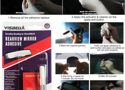 Οδηγίες εφαρμογής Visbella κόλλας για εσωτερικό καθρέπτη αυτοκινήτου