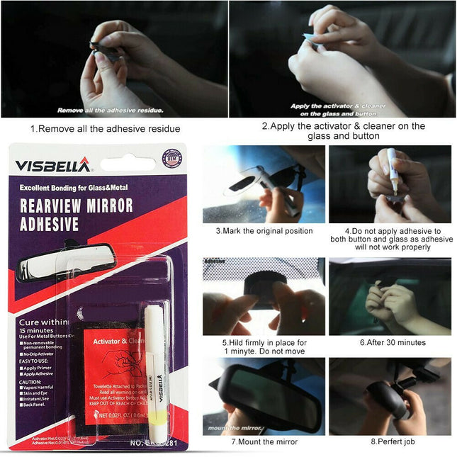 Οδηγίες εφαρμογής Visbella κόλλας για εσωτερικό καθρέπτη αυτοκινήτου