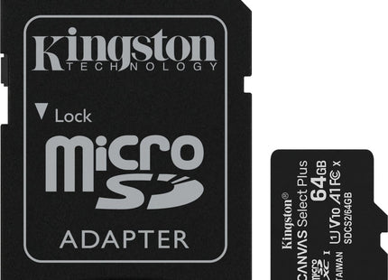 Kingston Canvas Select Plus microSDXC 64GB Class 10 U1 V10 A1 UHS-I με SD Adapter
