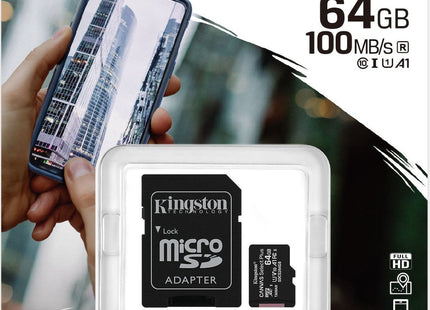 Κάρτες Μνήμης microSD Kingston Canvas Select Plus microSDXC 64GB Class 10 U1 V10 A1 UHS-I με SD Adapter