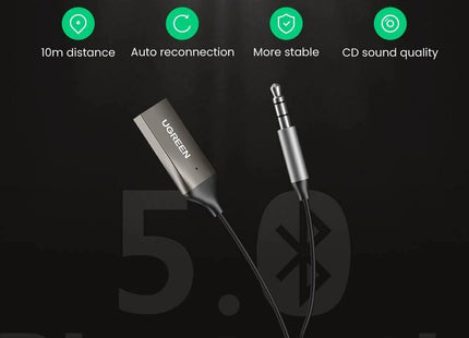 Αξεσουάρ Ήχου Αυτοκινήτου Ugreen Bluetooth Receiver 5.0 Αυτοκινήτου 70601 με Aux 3.5mm