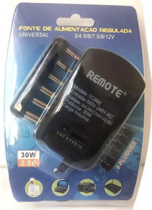 Συσκευασία YC668 universal power adapter 30W 2.5A με 8 plugs