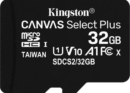 Kingston Canvas Select Plus microSDHC 32GB Class 10 U1 V10 A1 UHS-I με SD Adapter