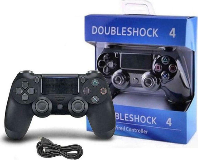 Μαύρο χειριστήριο PS4 με αναλογικά sticks και εργονομικό σχήμα