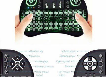 ασύρματο mini πληκτρολόγιο με touchpad και φωτιζόμενα πλήκτρα για TV box, υπολογιστή, media center και καθημερινό χειρισμό από απόσταση