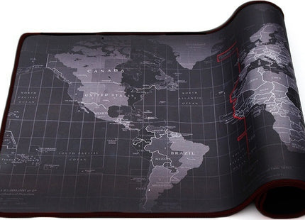 μαύρο gaming mouse pad με σχέδιο παγκόσμιου χάρτη για gaming setup, γραφείο, πληκτρολόγιο και ποντίκι