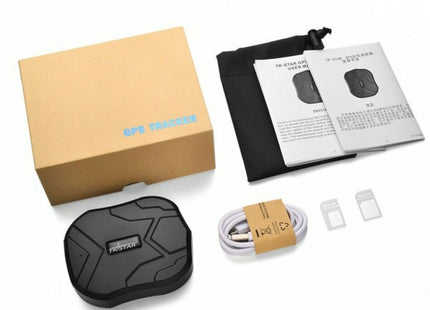 Συσκευασία Tkstar TK905 GPS tracker με USB καλώδιο και οδηγίες