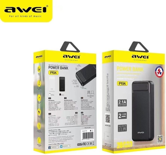 Awei P6K portable charger battery capacity LED indicators