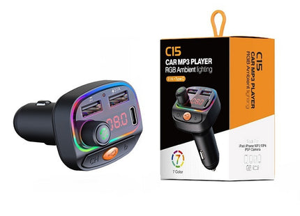 FM Transmitters Αυτοκινήτου FM Transmitter Αυτοκινήτου C15 με Bluetooth USB και Type-C