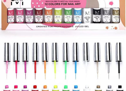 Mobray Nail Art Gel Liner Σετ 12 Χρωμάτων UV/LED