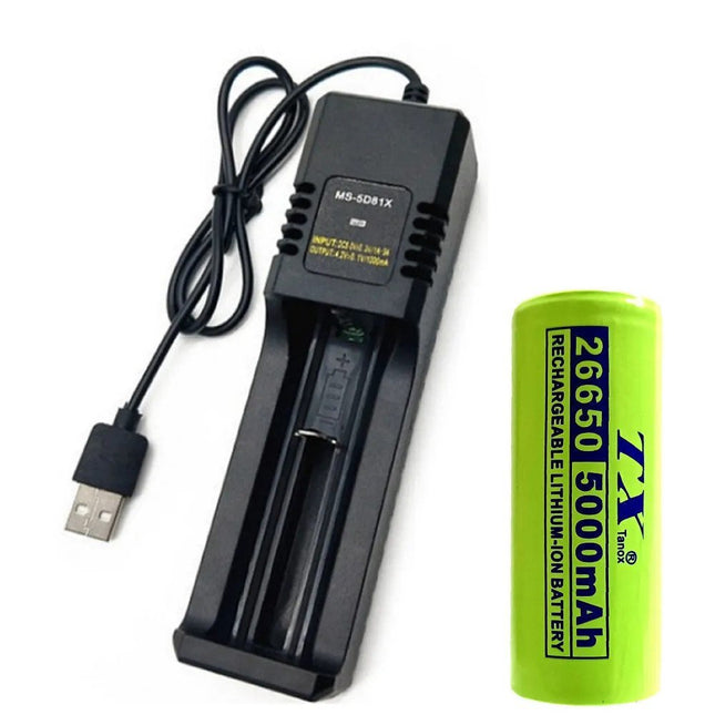 USB φορτιστής μπαταριών Li-ion μίας θέσης για φόρτιση 18650, 21700, 16340, 26650 και άλλων συμβατών Li-ion