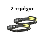 Επαναφορτιζόμενος Φακός Κεφαλής LED IPX4 με Μέγιστη Φωτεινότητα 3000lm 2τμχ Φακοί Φωτισμού