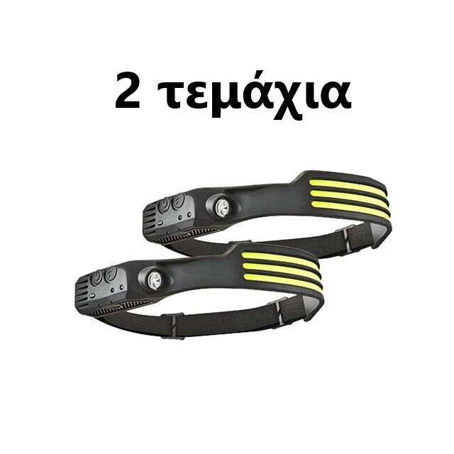 Επαναφορτιζόμενος Φακός Κεφαλής LED IPX4 με Μέγιστη Φωτεινότητα 3000lm 2τμχ Φακοί Φωτισμού