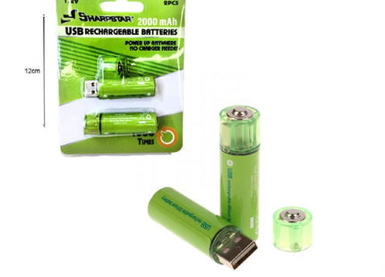 σετ επαναφορτιζόμενων μπαταριών AA με USB για συσκευές που δέχονται AA 1.5V και χρειάζονται επαναφόρτιση χωρίς ξεχωριστό φορτιστή