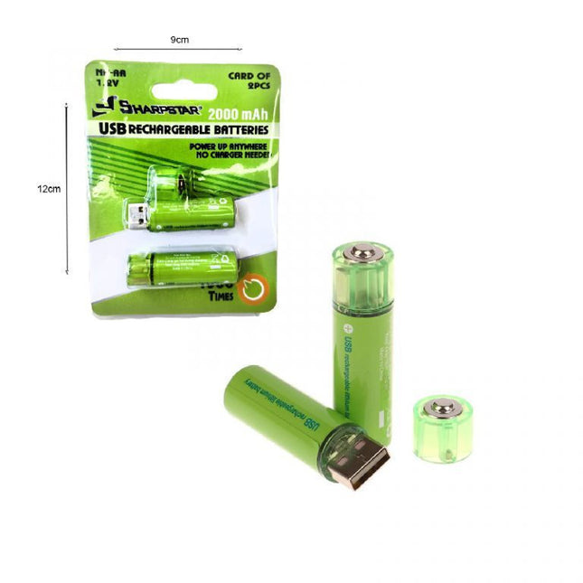 σετ επαναφορτιζόμενων μπαταριών AA με USB για συσκευές που δέχονται AA 1.5V και χρειάζονται επαναφόρτιση χωρίς ξεχωριστό φορτιστή