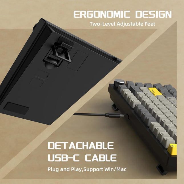 μηχανικό gaming πληκτρολόγιο 75% με RGB φωτισμό και περιστροφικό κουμπί για gaming setup, γραφείο και compact desktop χρήση