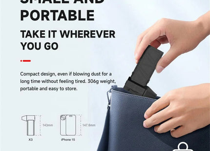 Techsuit Mini Super Jet Fan X3 Μαύρο Ασύρματος Φυσητήρας Αέρα RPM 3000mAh Gadgets λεπτομέρεια προϊόντος