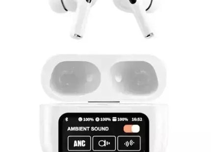 Λευκά A9 Pro Bluetooth handsfree ακουστικά με θήκη για χρήση στην Ελλάδα