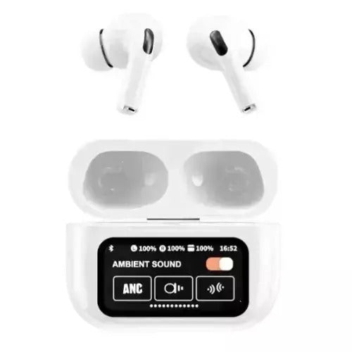 Λευκά A9 Pro Bluetooth handsfree ακουστικά με θήκη για χρήση στην Ελλάδα