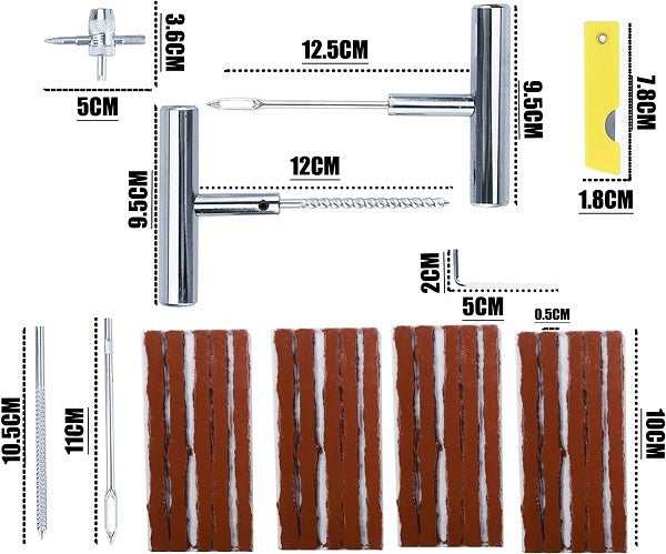 Κιτ Επισκευής Ελαστικών Tubeless 27 Τεμαχίων με T-Handle για αυτοκίνητο
