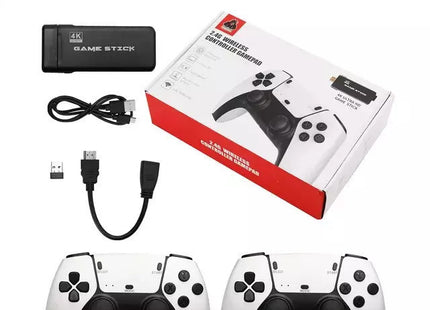 Retro game stick 4K HDMI dongle and wireless gamepads