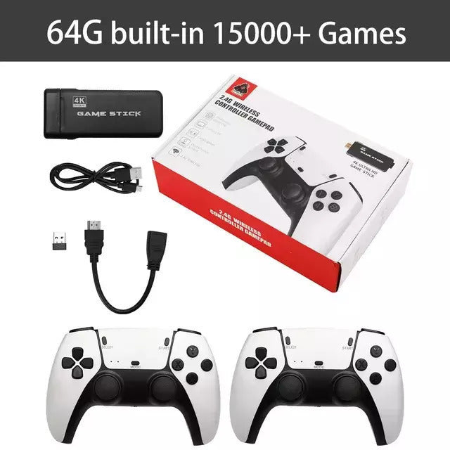 Retro game stick 4K HDMI dongle and wireless gamepads
