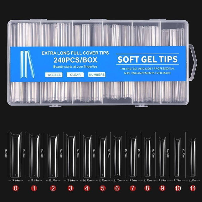 Διάφανα Soft Gel Tips Νυχιών Extra Long 240τμχ