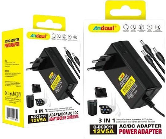 Andowl Q-DC9011 AC DC power adapter 12V 5A σε συσκευασία