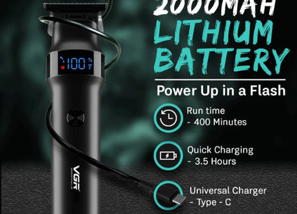 Μαύρο trimmer VGR V-987 φόρτιση type-c 150 λεπτά 