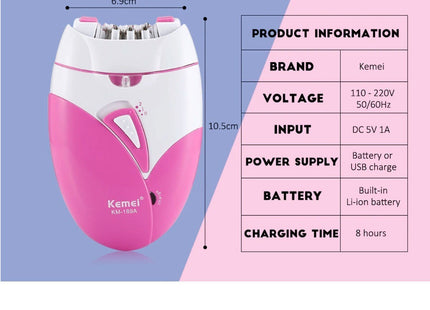 Kemei KM-189A Αποτριχωτική Μηχανή Epilator Σώματος με Φως