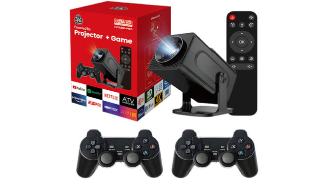 HCS350 Pro Gaming Projector WiFi6 4K Android 12 με 2 Χειριστήρια Home Cinema Κονσόλες Παιχνιδιών