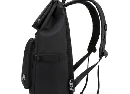 μαύρο αδιάβροχο σακίδιο πλάτης rolltop 18L με μπροστινή τσέπη