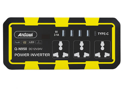 Andowl Q-N950 inverter αυτοκινήτου με 3 πρίζες 4 USB και Type-C