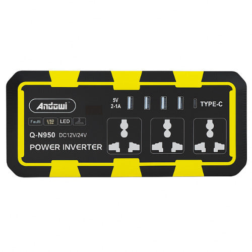 Andowl Q-N950 inverter αυτοκινήτου με 3 πρίζες 4 USB και Type-C