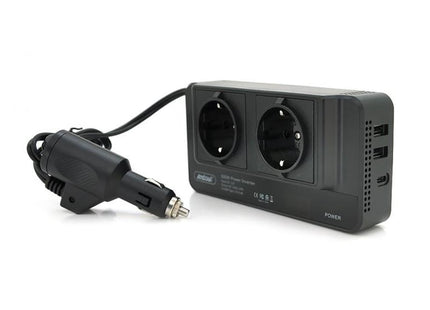 Andowl Q-CC8200 inverter αυτοκινήτου 300W με δύο πρίζες Σούκο και καλώδιο αναπτήρα