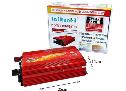 LaiRunH inverter 2000W με συσκευασία και διαστάσεις 25cm x 14cm