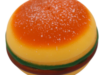 Αφρώδες squishy σε σχήμα hamburger με πορτοκαλί ψωμάκι και πράσινες κίτρινες και καφέ στρώσεις