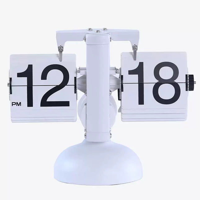 ONE FASHION F-601-3 άσπρο flip επιτραπέζιο ρολόι με μαύρους αριθμούς