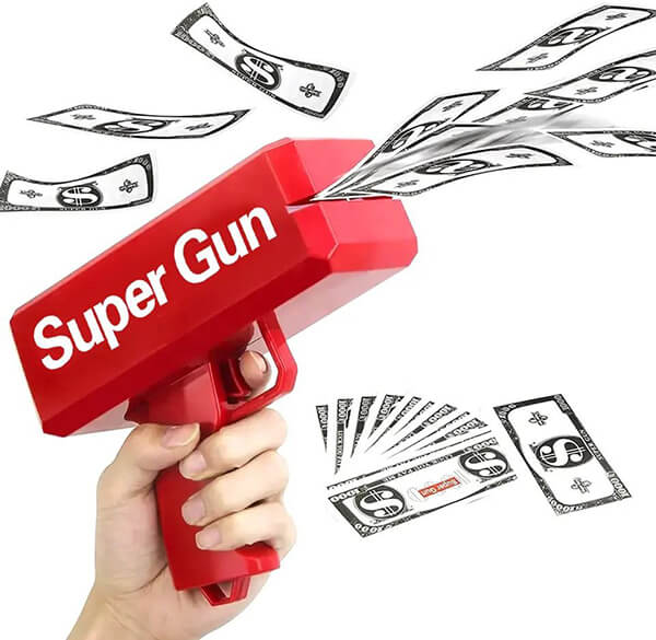 Super Gun κόκκινο πιστόλι για χαρτονομίσματα One Fashion Limani Θεσσαλονίκη