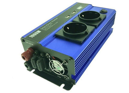 Μπλε inverter αυτοκινήτου Andowl QY-7011 με δύο πρίζες και 2 USB στην Ελλάδα