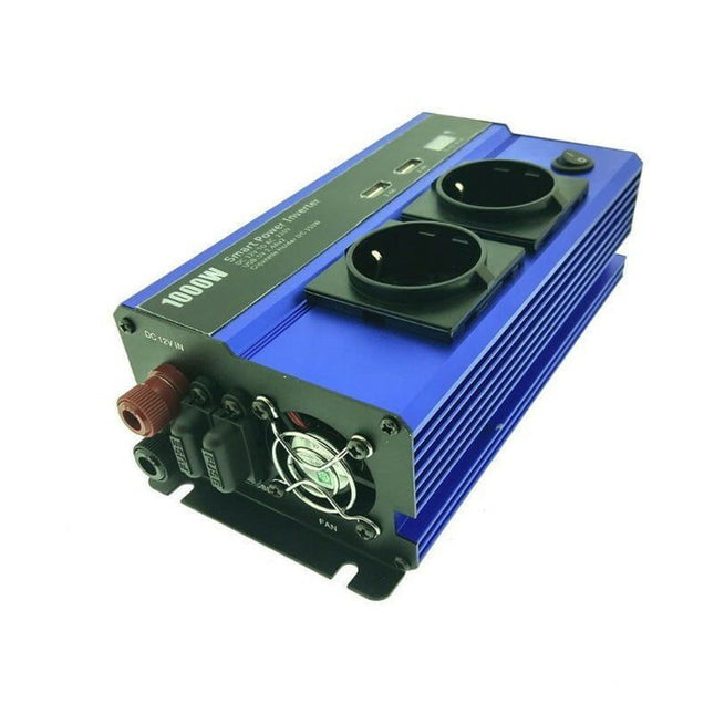 Μπλε inverter αυτοκινήτου Andowl QY-7011 με δύο πρίζες και 2 USB στην Ελλάδα