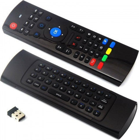Andowl Q-A08 Air Mouse διπλής όψης με τηλεχειριστήριο QWERTY πληκτρολόγιο και USB δέκτη