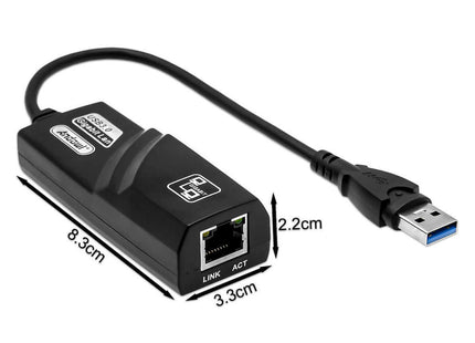 Αντάπτορας USB 3.0 σε Ethernet Q-C28 με διαστάσεις 8.3 επί 3.3 επί 2.2 εκατοστά