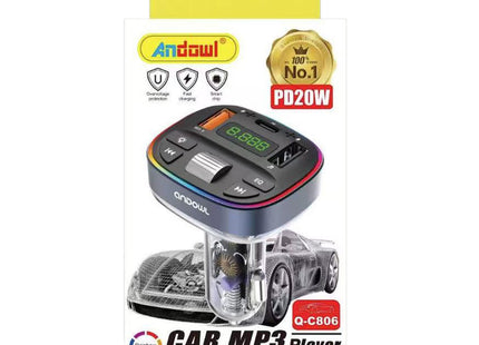 Andowl Q-C806 car MP3 player με PD20W και rainbow LED