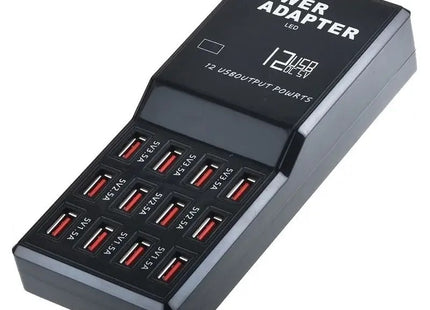 Μαύρη βάση φόρτισης Andowl Q-CD630 με 12 θύρες USB-A