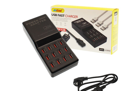 Συσκευασία Andowl Q-CD630 USB fast charger 60W με καλώδιο τροφοδοσίας