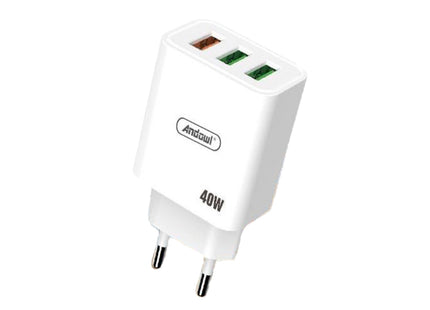 Λευκός φορτιστής τοίχου Andowl Q-CD696 με 3 θύρες USB-A